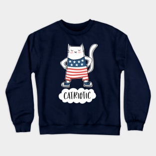 Catriotic - USA - Patriotic Cat in American Flag Suit Crewneck Sweatshirt